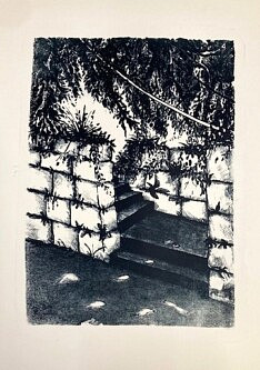 Ile Tristan- Garden Stairs_Douarnenez_lithographe_.38x.56cm_2025_MEAD